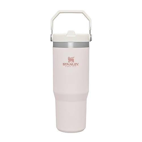 Stanley IceFlow Flip Straw Trinkflasche mit Strohhalm 0.89L - Thermosflasche Hält 12+ Stunden Kalt - Auslaufsicher - Trinkflasche Sport - Wasserflasche BPA Frei - Spülmaschinenfest - Rose Quartz