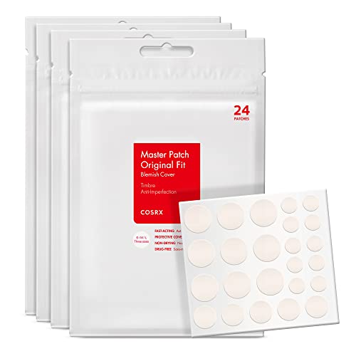 COSRX Acne Pimple Patch Absorbing Hydrocolloid Original 3 Size Patches for Blemishes and Zits Cover, Spot Stickers for Face and Body, Not Tested on Animals (96) - 96 Piece Assortment