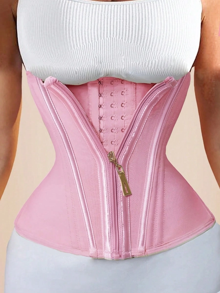 Latex Hourglass Waist Trainer, Double-Layer Compression Waist Cincher, Workout Waist Trimmer With Zipper