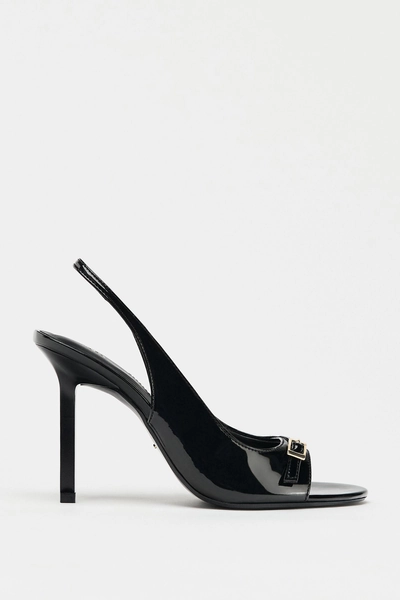 HIGH-HEEL PATENT-EFFECT SANDALS