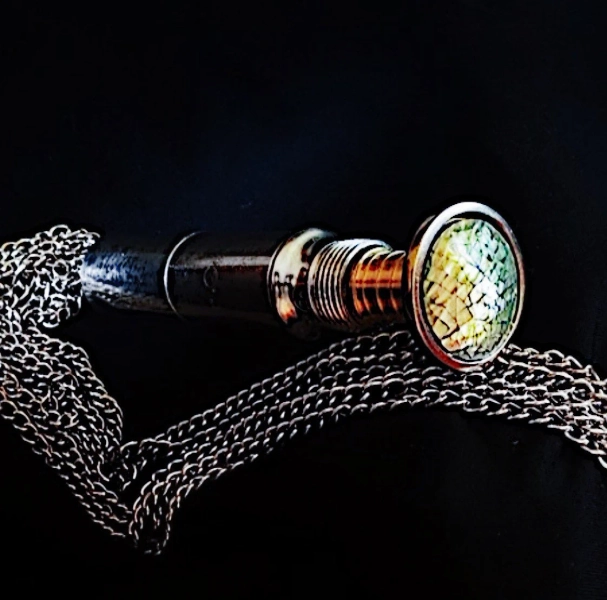 Flogger Ltd Edition flogger chrome plate and brass chain teaser tickler set shell handle cap  Spanking- Impact Play