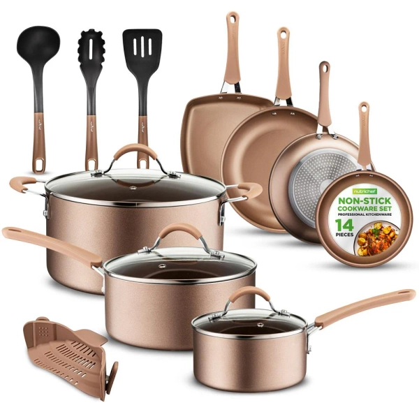 Kitchenware Pots & Pans Set – High Qualified Basic Kitchen Cookware Set, Non-Stick (14-Piece Set)