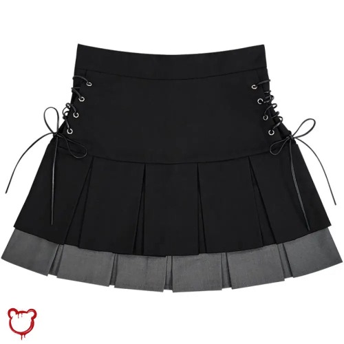 Black Mesh Pleated Skirt - Black / M
