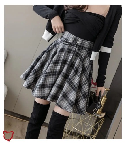 Lace-Up Plaid Skirt—Runaway Style - Red / M
