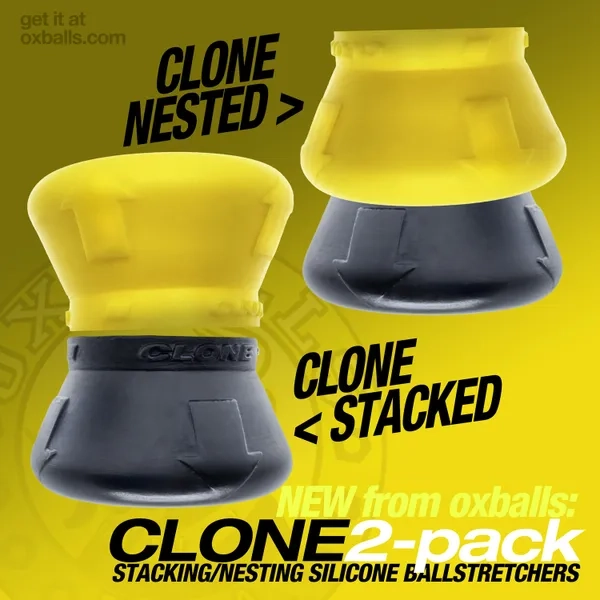CLONE DUO 2-pack funnel-stack ballstretchers OXBALLS LIQUID PLATINUM SILICONE