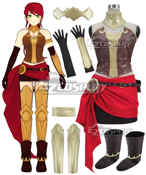 Red White Black Yellow Beacon Academy Team JNPR Pyrrha Nikos Cosplay Costume - Including Boots