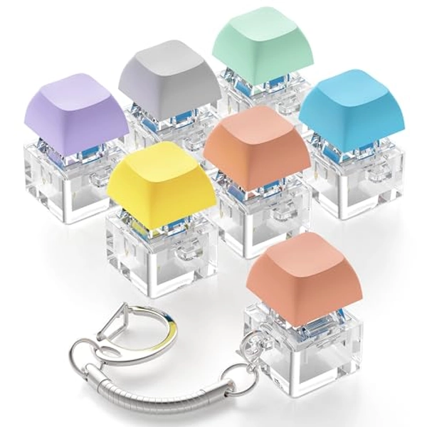 TOPLAYER 6 Pack Keyboard Fidget Toys,Keychain Squeeze Toy,Button Stress Relief Gifts for Adult and Kids to Relief Stress & Pass The Time