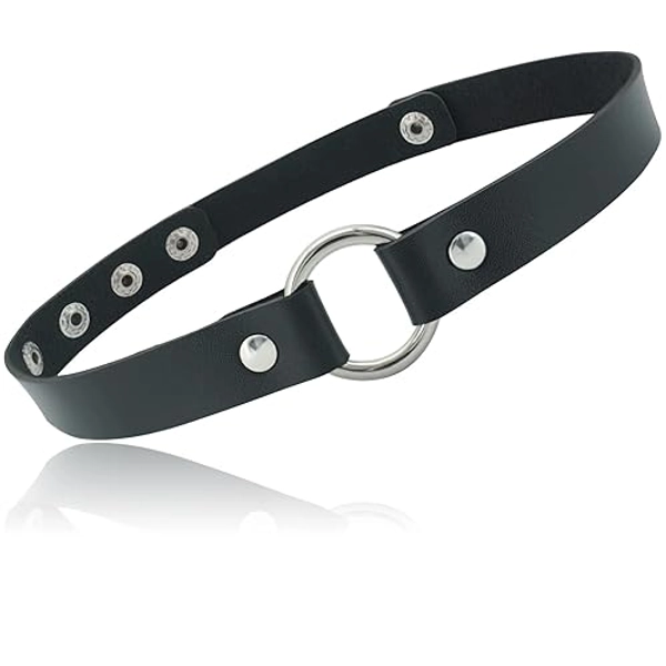 ETHOON Adjustable Leather Choker Collar Soft PU Circle Punk Choker Necklace for Women Girls