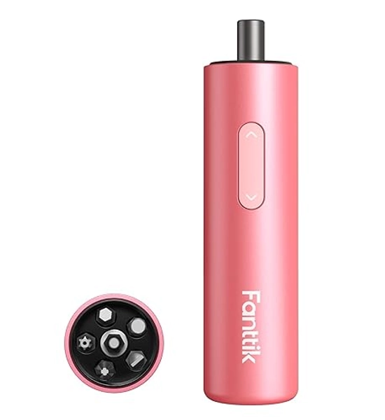 Fanttik S1 Capsule 3.7V Cordless Screwdriver, Electric Screwdriver, Max 5 N.m, 320 RPM Motor, 5 Pcs Double-Ended Bits, Compact Design, LED Light, 1/4''Hex, Idea Tool for Furniture, Appliances-Pink - Pink