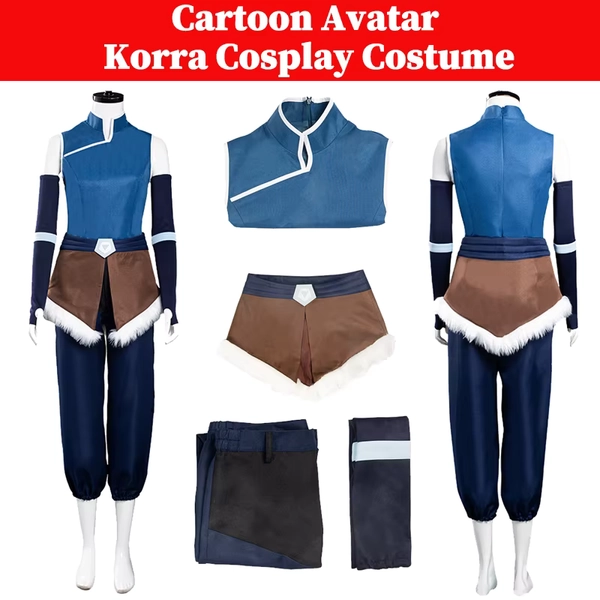 Korra Cosplay Anime Cartoon Avatar Last Cosplay Airbender Roleplay Costume Women Armguard Full Set Adult Female Halloween Suits - AliExpress 200000532