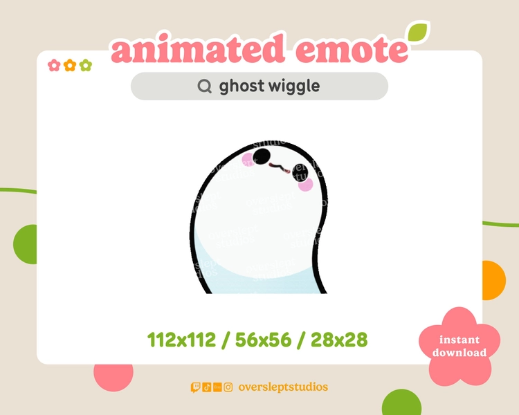 ANIMATED Ghost Wiggle Dance Emote for Twitch and Discord, Dance Emote, Animated Twitch Emote, Ghost Emotes, Halloween Twitch Emotes, Hype