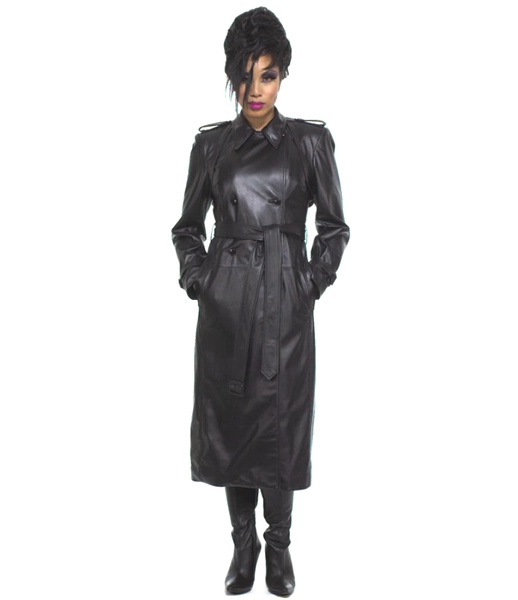 (6330a) Women's Leather Trench Coat