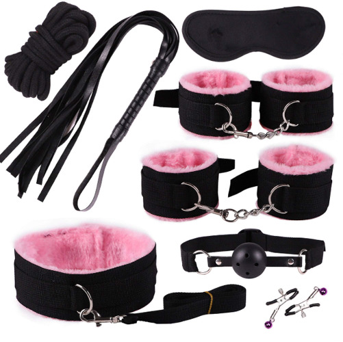 Blind-Folds Sex-Restraining-Set for Women Bondage Kit Esposas Sexuales, Blindfold and Handcuffs for Sex Play Bondage Rope Sex Toys for Couples, Pink Handcuffs BDSM Collar Sex Mask BDSM-Toys - Pink