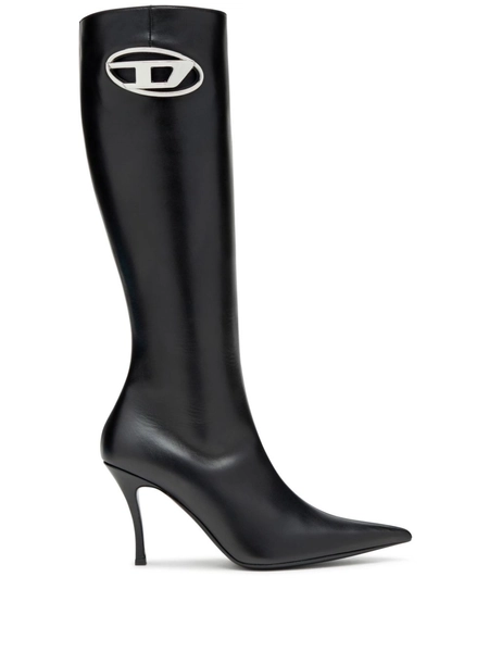 Diesel D-Venus logo-plaque Leather Boots | Black | FARFETCH IE