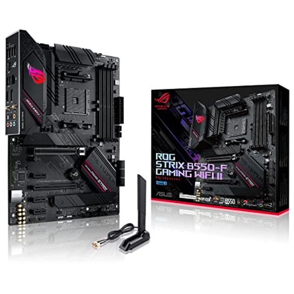 ASUS ROG STRIX B550-F GAMING WI-FI II – Cartes mères gaming AMD B550 Ryzen AM4 ATX (PCIe 4.0, 12+2 DrMOS, Intel 2.5 Gb Ethernet, WiFi 6E, 2 x M.2, SATA 6 Gbps, USB 3.2 Gen 2, Aura Sync RGB)