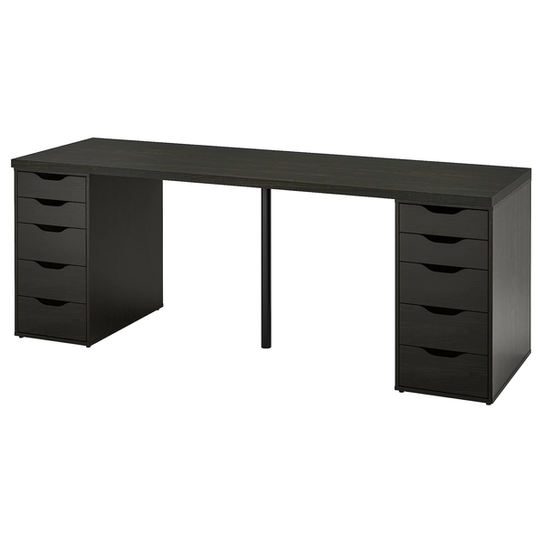 LAGKAPTEN / ALEX Desk - black-brown/black 78 3/4x23 5/8 "