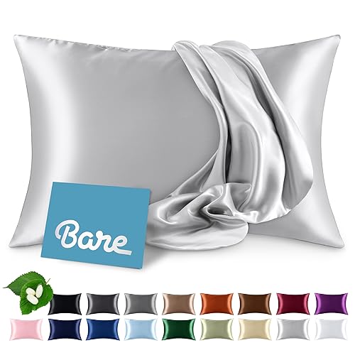 Bare Home 100% Mulberry Silk Pillowcase for Hair and Skin - Ultra Premium 6A Grade 19 Momme Silk Pillow Case - Envelope Enclosure - Breathable Cooling Pillow Cover (King, Silver) - King (Envelope Closure) - 05 - Silver