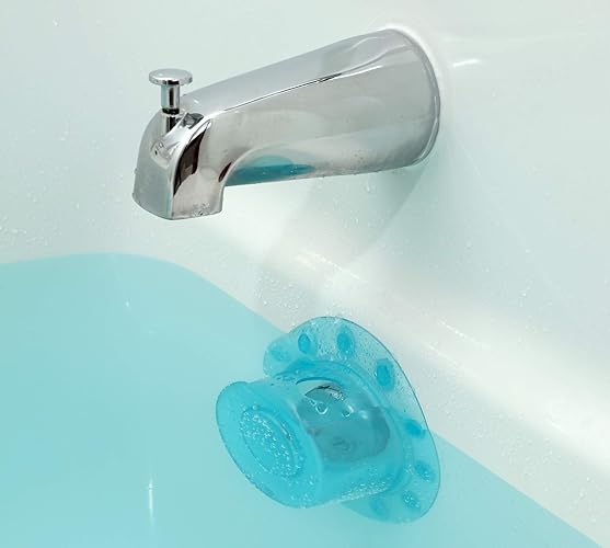 SlipX Solutions Bottomless Bath | Overflow Drain Cover for Tub | Best Gifts for Mom, Spa & Bath Accessories | Drain Block, Water Stopper Plug | Bath Essentials for Women | 4" Diameter, Aqua - Aqua - 1