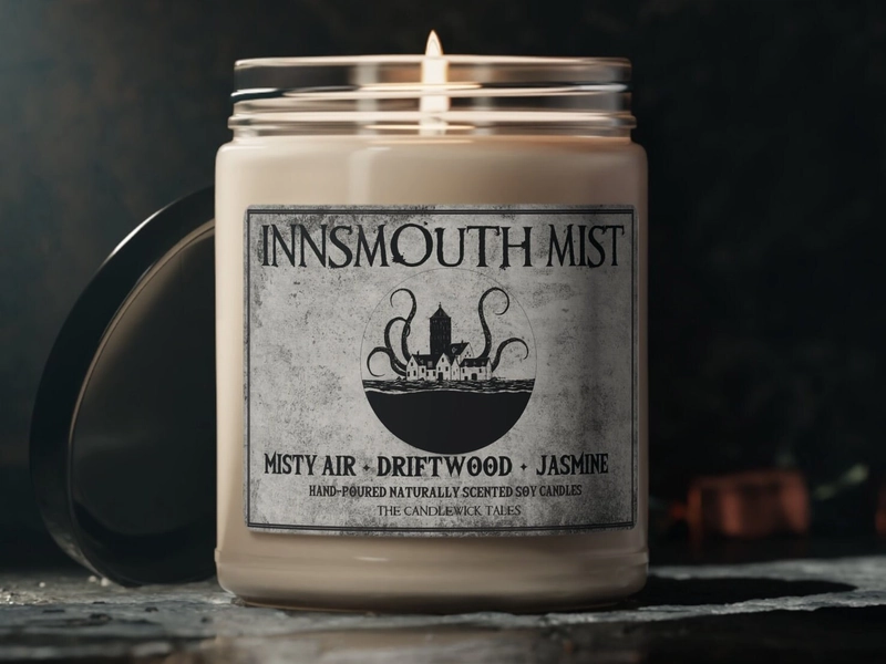 Innsmouth Mist Candle | Lovecraft Inspired | Shadow over Innsmouth | Classic Literature | Soy Vegan Wax | Misty Sea Air Scent