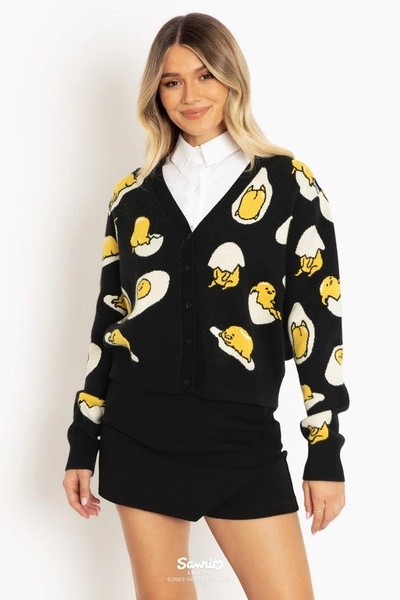 Gudetama Black Cropped Cardigan