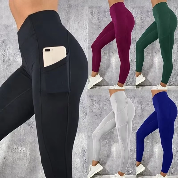 Leggings de Yoga para mujer, mallas de cintura alta con bolsillo, entrenamiento de gimnasio, correr, elásticos, sexys, levantadores de glúteos, pantalones pitillo informales - AliExpress 200000345