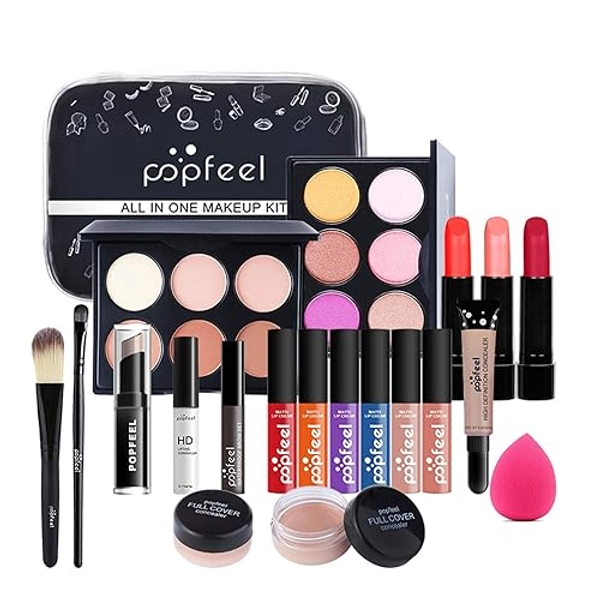 Professionelles Make-up Sets, MKNZOME 20St Schminke Starter Kit mit Schminktasche Tragbare Reise Makeup Paletten Kosmetik Lidschatten Lipgloss Geburtstags Weihnachten Geschenkset