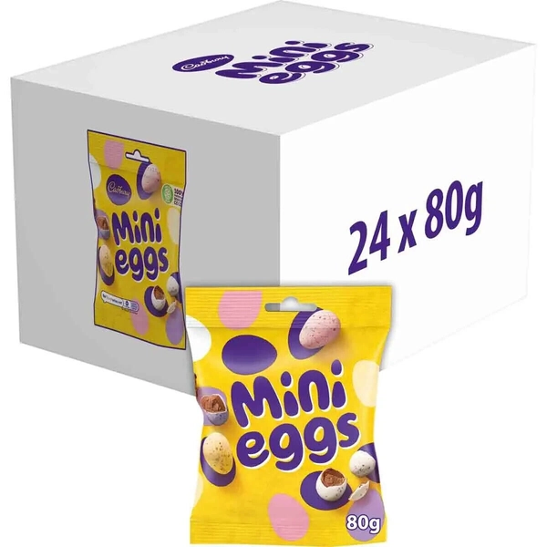 Cadbury's Mini Eggs Chocolate Eggs Bag  Full Case Of 24 X 80g Bags Fresh Stock!!
