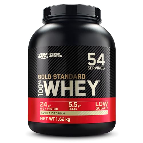 ON Gold Standard 100% Molkenproteinpulver für Muskelaufbau und -regeneration mit natürlich vorkommendem Glutamin und BCAA-Aminosäuren, Vanilla Ice Cream, 54 Portionen, 1,62 kg - Vanilia Ice Cream - 54 Portionen (1er Pack)