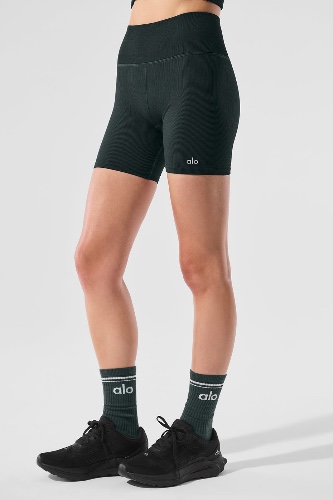 5" Seamless Ribbed Favorite Short - Charcoal Green | Charcoal Green / M