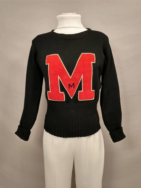 M 1940&#39;s Varsity Sweater Wool Pullover 40&#39;s Vintage Forties Athletic Sports School USA Made Michigan Montana