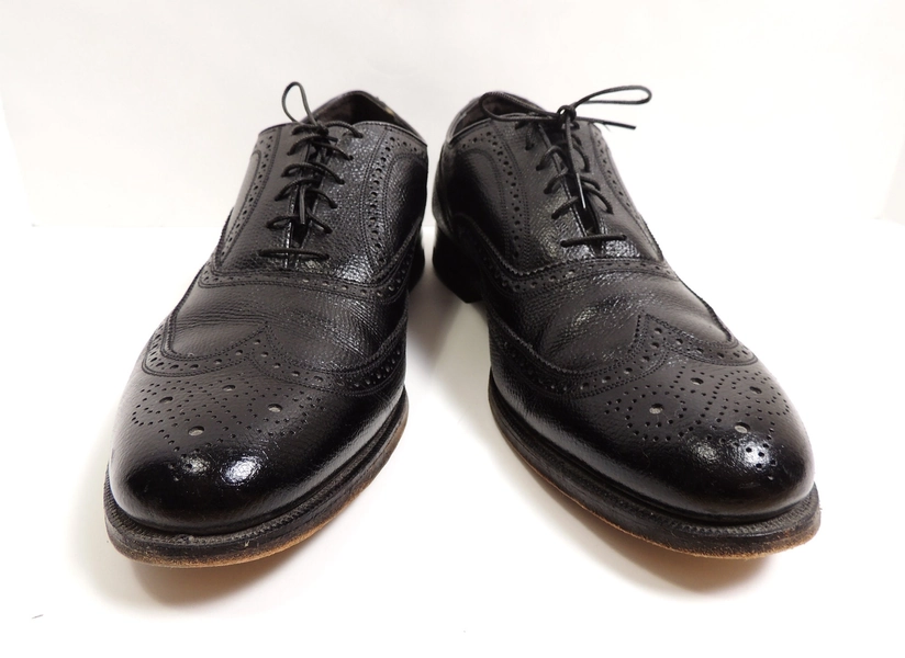 Vintage Florsheim Black Wingtip Oxfords Shoes mens size 10 D