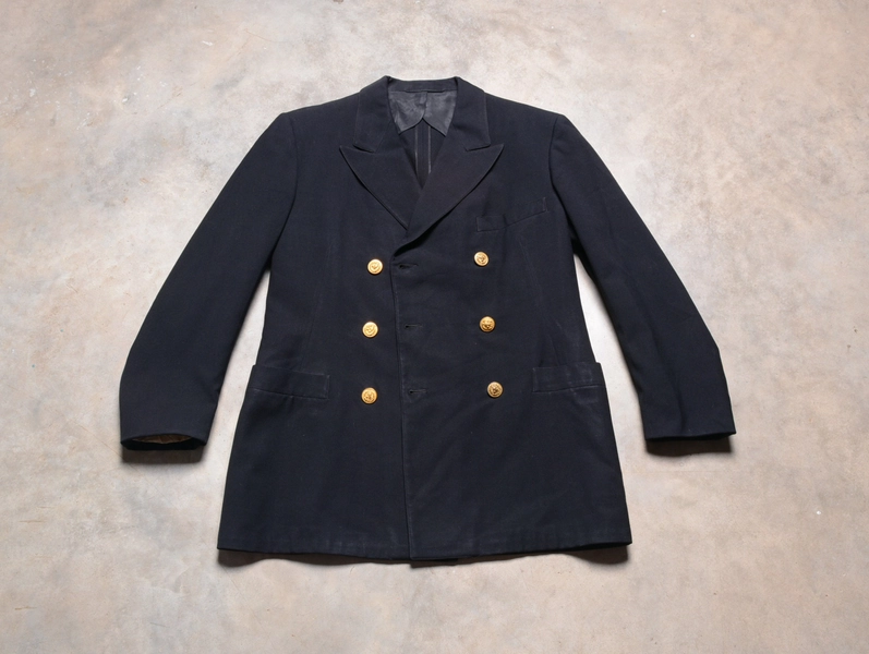 vintage 40s US Navy uniform jacket double breast black gold button Hart Schaffner Marx 39L 30 long men menswear 1940