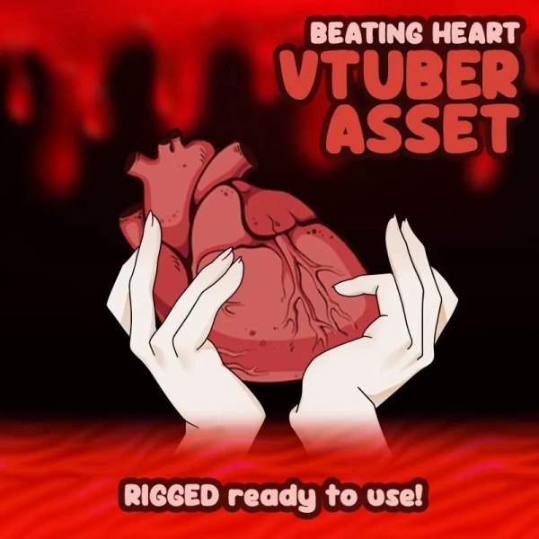 Vtuber Asset Halloween Beating Heart - animated rigged twitch live2d studio item streaming items moc3 file blood organ bloody scary