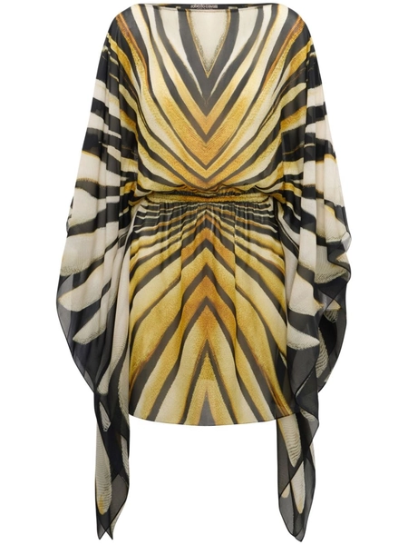 Ray of Gold print chiffon silk dress