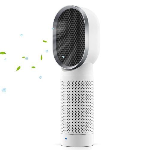 QUEENTY Luchtreiniger Air Purifier met HEPA-combifilter en actieve koolfilter, desktop luchtreiniger ionisator, perfect voor stof en huisdier-allergieën, rokers, astma, rookkamer, woning (wit)