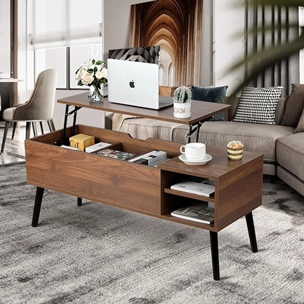 VOWNER Mesa de Centro Elevable, Rectangular, Mesita de Salón para el Café, Moderna con Cajón de Almacenamiento Mesa de Sala de Estar para Muebles