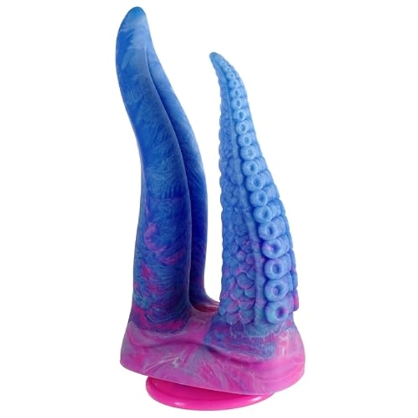 Shkanla Realistic Double-Ended Dildo G-Spot Stimulation, 10.8 inch Big Silicone Tongue Dildo with Suction Cup for Hands-Free Play, Tentacle Fantasy Dildo for Vaginal Anal Adult Sex Toys for Women Men