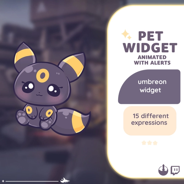 P2U Umbreon Eevee Pet Mascot Widget Interactive Alerts Commands Sweet Cute Candy Stream Cute Streamelements l Widgets for streamers l Twitch