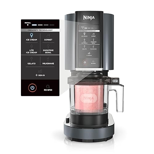 SharkNinja NC299AMZ CREAMi Ice Cream Maker, for Gelato, Mix-ins, Milkshakes, Sorbet, Smoothie Bowls & More, 7 One-Touch Programs, with (1) Pint Container Lid, Perfect Kids, Matte Black, 60 oz - Amazon Exclusive - 60 oz