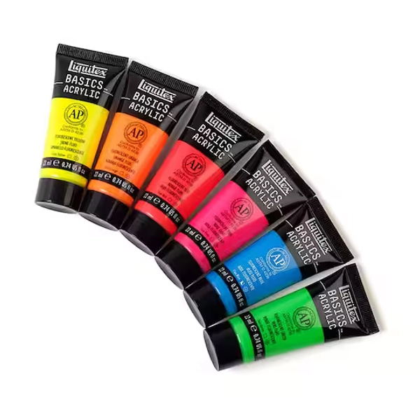 Liquitex® BASICS™ Fluorescent 6 Color Acrylic Paint Set