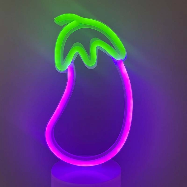 Eggplant Neon Sign Lamp Cute Food Art LED Bedroom Light