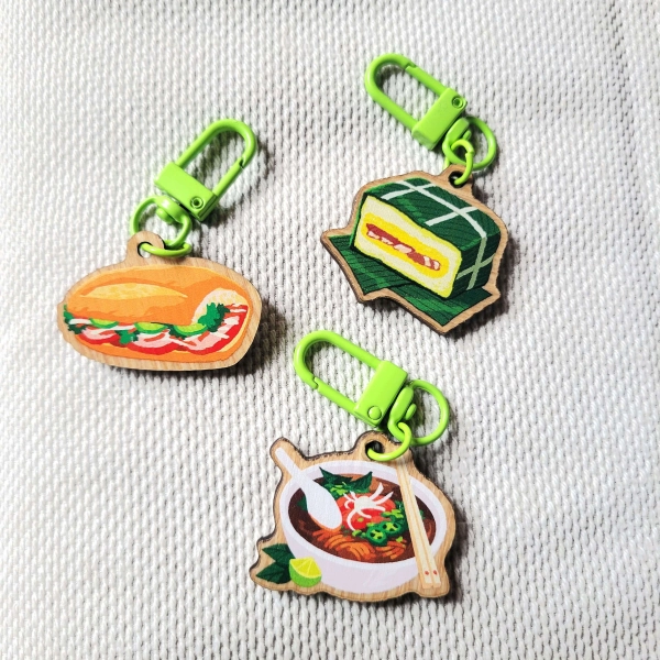 Explore Vietnamese Cuisine! Wooden Keychain