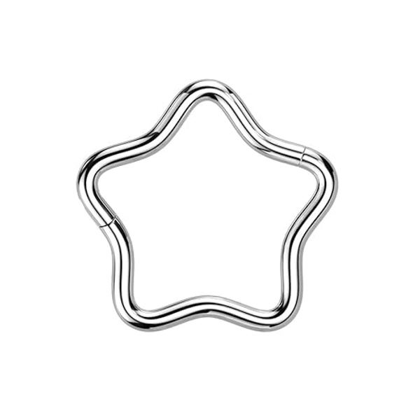 Pierced Owl 16GA F136 Implant Grade Titanium Star Shaped Hinged Segment Ring