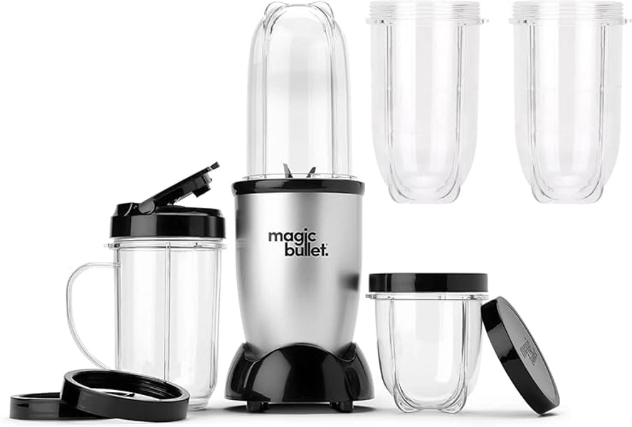 Magic Bullet Blender Full Set, Small, Silver Color, 13 Piece Set (78657)