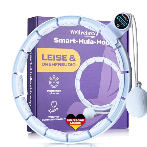 WELLRELAXX Smart Hula Hoop Testsieger leise und drehfreudig mit Zähler | Hula Hoop mit Gewicht Kugel | Umfang 75-110cm | Hullahub Reifen mit Ball für Training mit Spaß | Hula Hoop Reifen Erwachsene