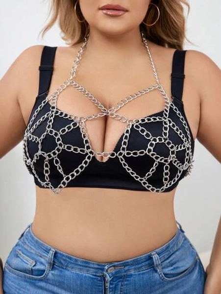 Plus Ring Linked Chain Bra Without Lingerie