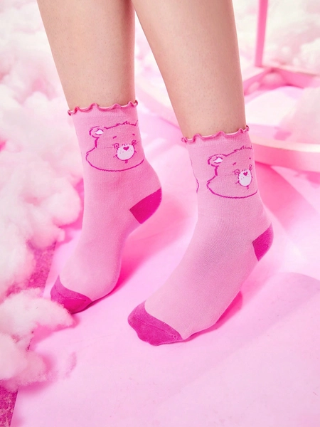 ROMWE X Care Bears Femme 2 paires Chaussettes Motif Ours Dessin Animé
