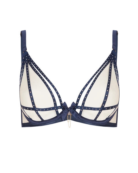 Rubi Plungenon Padded Bra in Nude/Navy | By Agent Provocateur