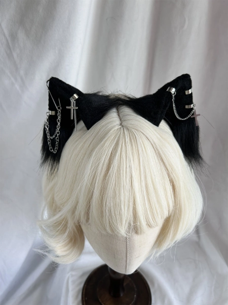 Goth Black Cat Ears Headband