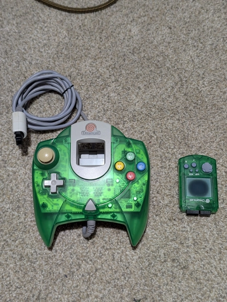 Translucent Green Sega Dreamcast Controller with Matching VMU
